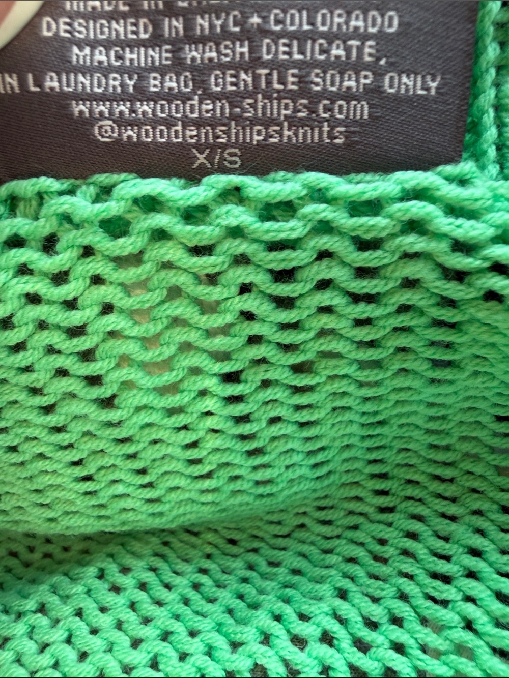Wooden Ships Bright Green Open Knit Cardigan xs - Picture 5 of 7